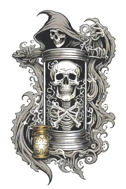Grim Reaper Hour Glass Filled