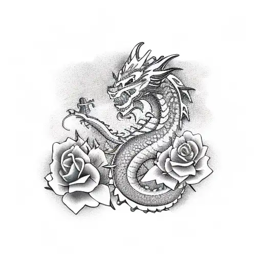 Dragon And Rose