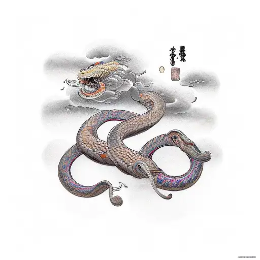 Clouds Waves Sakura Snake Sleeve