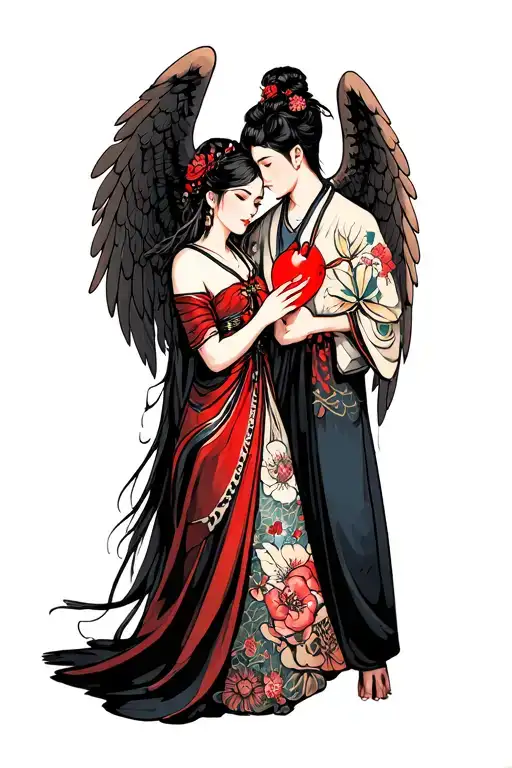 Girl Angel And Guy Damn Her Heart