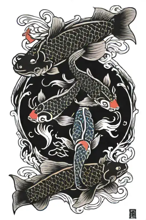 Koi Fish Around Women Face