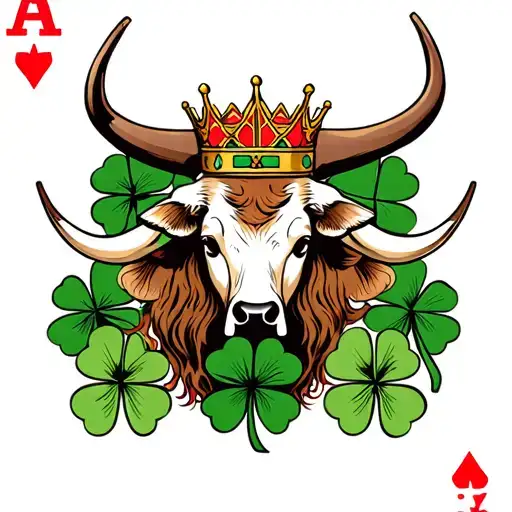 Ace King With Shamrocks And Texas Longhorn