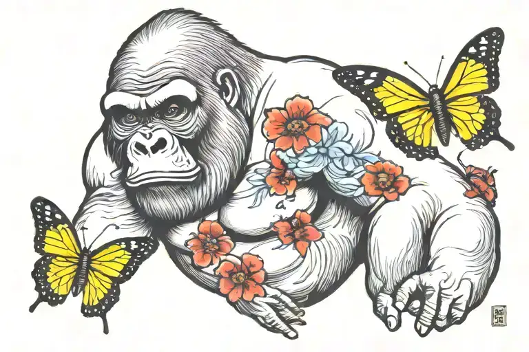 Gorilla Holding Butterfly