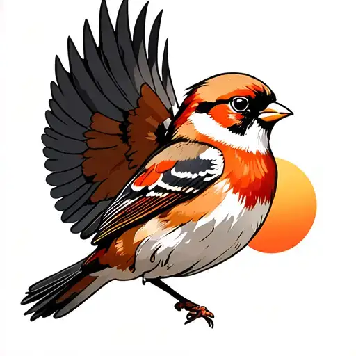 Barn Sparrow Flying