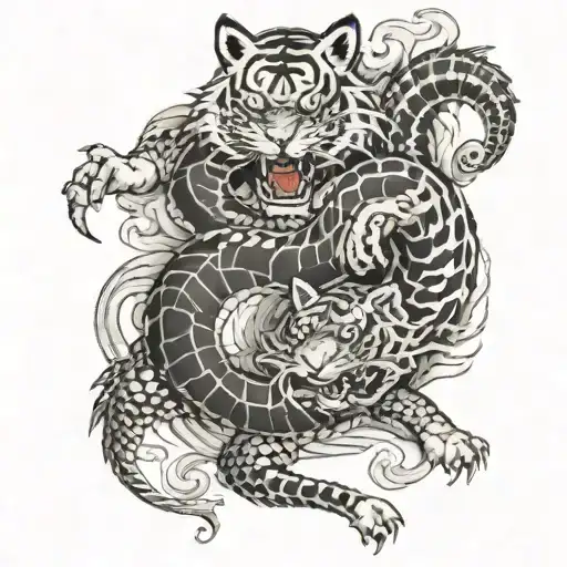 Tiger And Dragon Intertwined