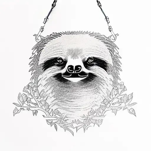 A Sloth Bear Hanging From A Branch With Climbing Gear