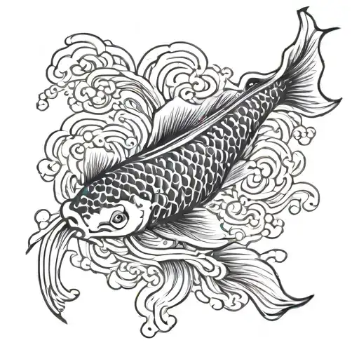 Koi Fish Swimming Upstream