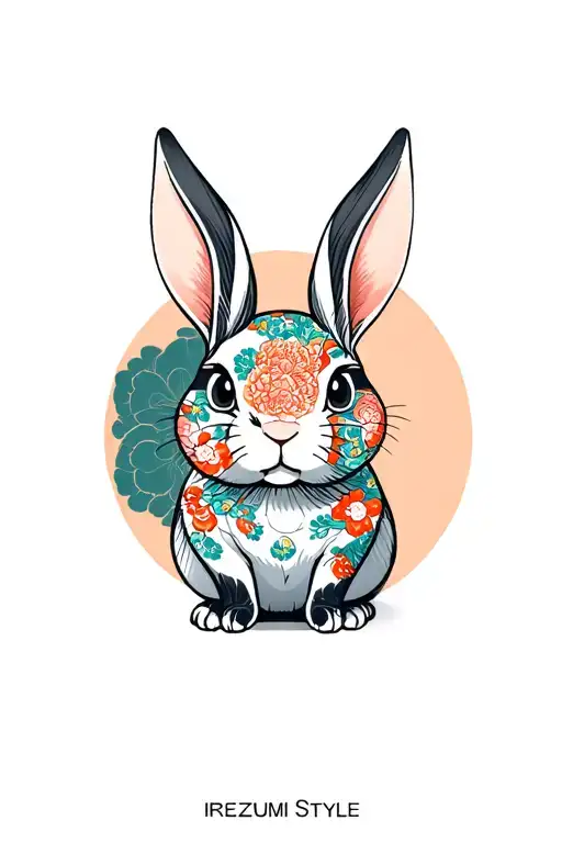 Japanese Style Rabbit In Circle
