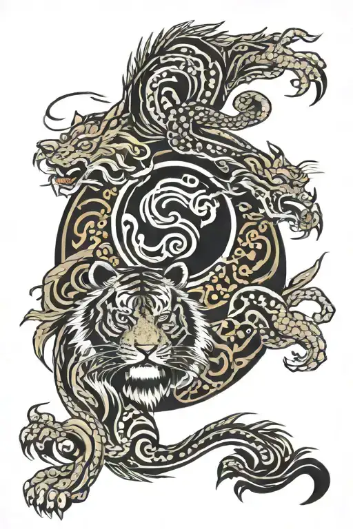 Tiger And Lion Yin Yang Symbol