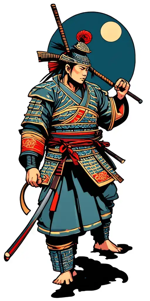 Traditional Japanese Arm Sleeve Tattoo Samurai Warrior