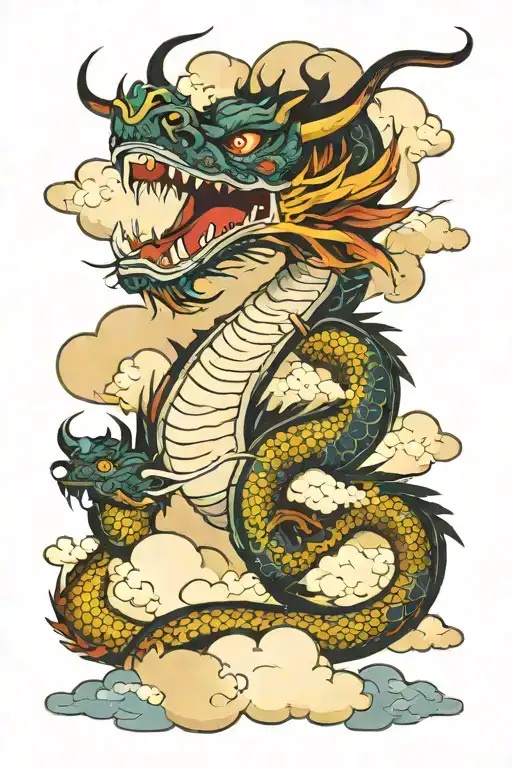 Dragon Colored And Clouds