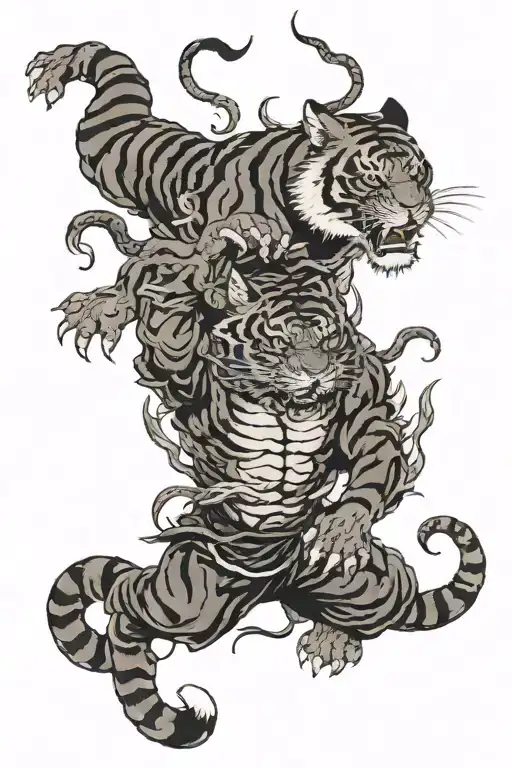 Tiger Fighting Demons