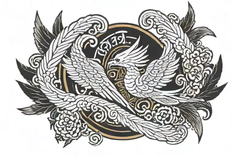 Benimaru Written Middle In Japanese With Angel Like Wings On The Sides