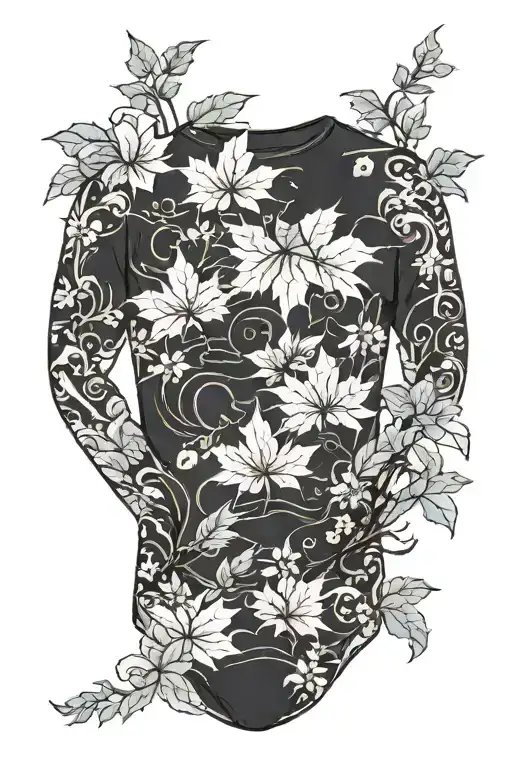 Sky Theme Bodysuit With Maple Leaves