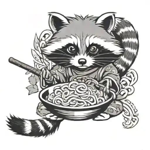 Asian Style Raccoon With Noodles
