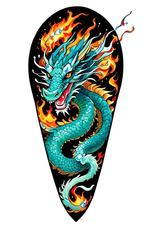 Dragon Wrapped Round Full Leg Sleeve Tattoo Featuring Diamonds And Fire