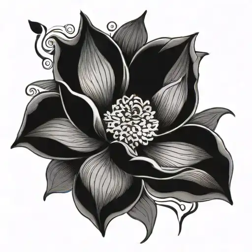 Black And Grey Lotus Flower