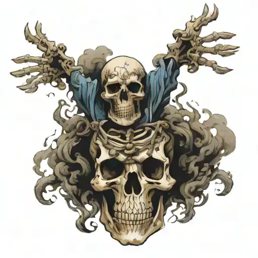 Giant Skeleton Rising Out Of Smoke