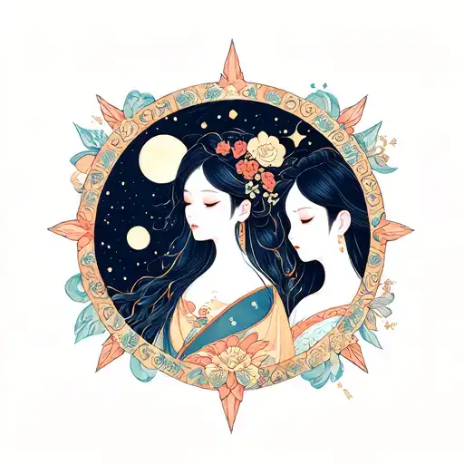 Luna And Sol With A Girl Looking At The Stars