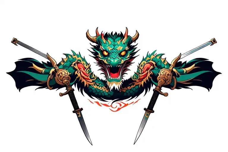 Swords And Armour Holding Dragon