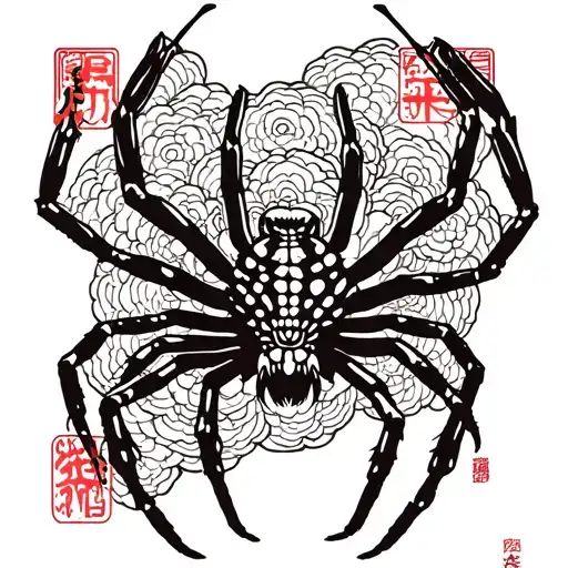 Japanese Kanji And Spider