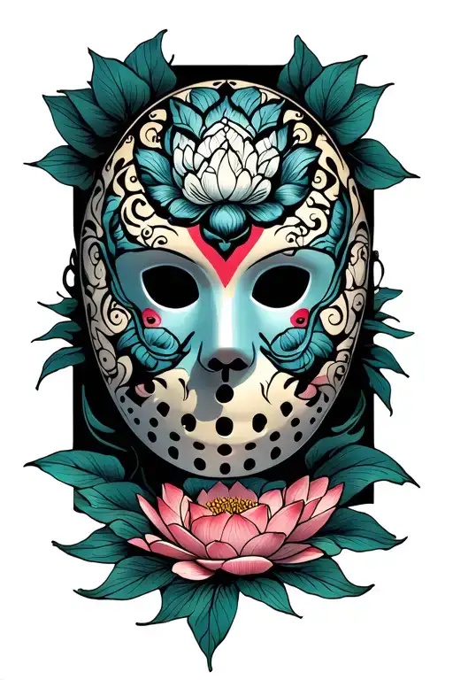 Friday The 13Th Mask Lotus Flower Coy Fish