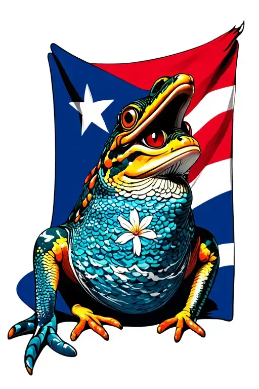 Puerto Rico Flag Coqui Garita Del Morro Flor De Maga Palmas Oceano