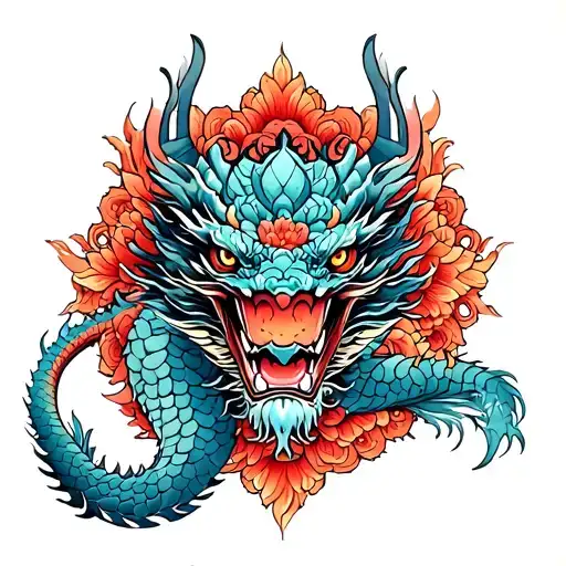 Dragon And Mandala Design Incorporating