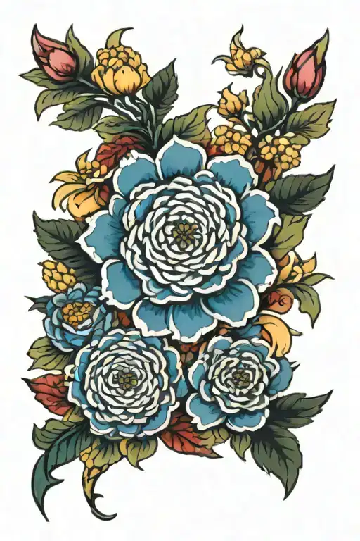 Rose Daisy Aster Larkspur Flower Intertwined