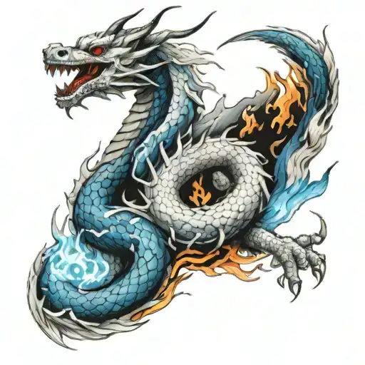 A White Dragon With Blue Fire Coming