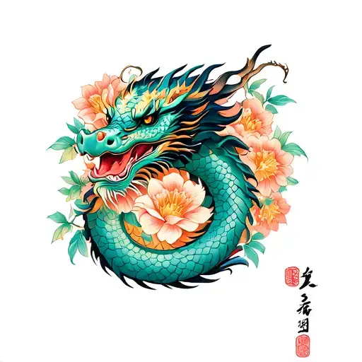 Dragon And Flowers