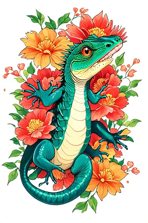 Lizards And Flowers