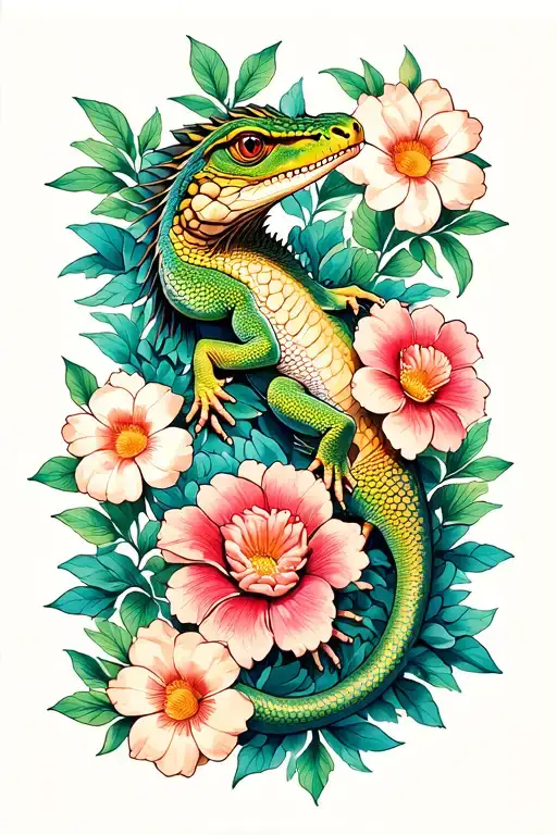 Lizards And Flowers