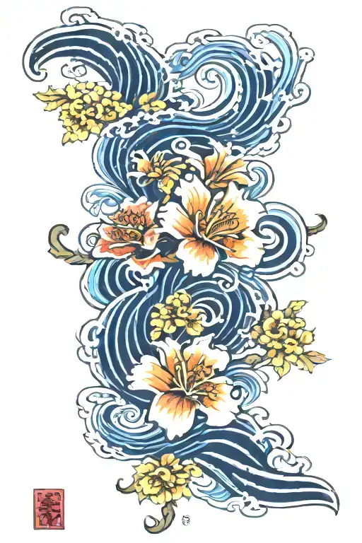 Wave Flowers Intertwined