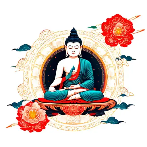 Buddha Con Figures Geo Symteric Shapes