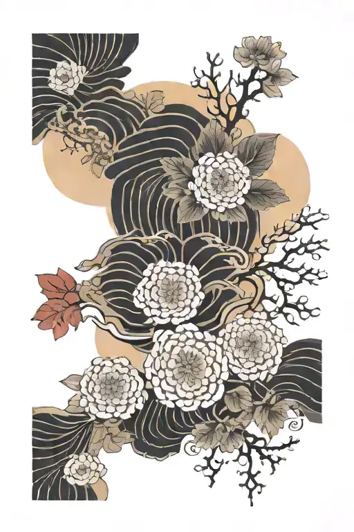 Asian Textures And Flowers Earthy Warm
