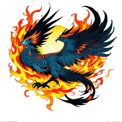 Phoenix Rising From Flames And Wind