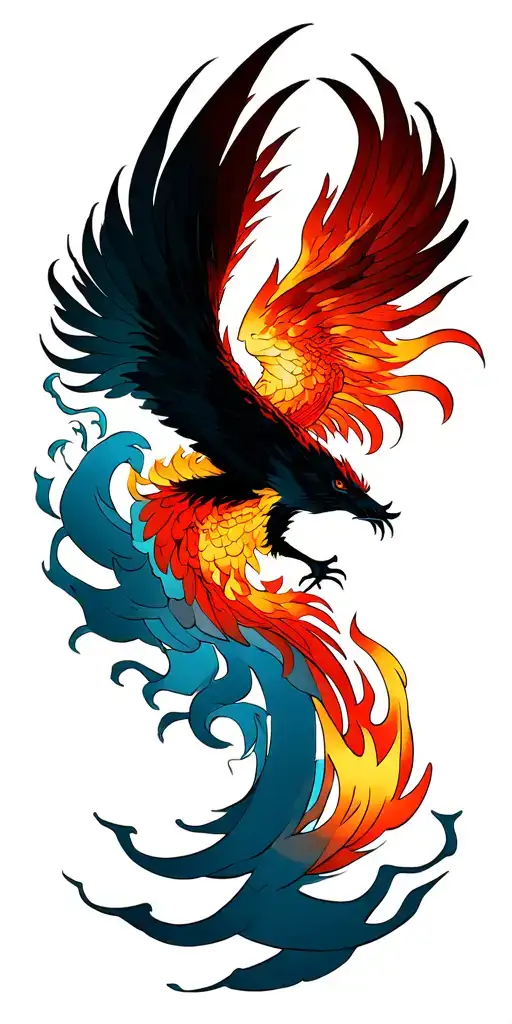 Phoenix Rising From Flames And Wind