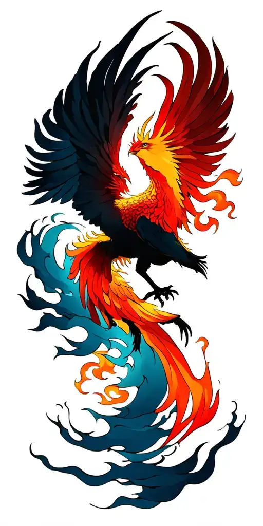Phoenix Rising From Flames And Wind