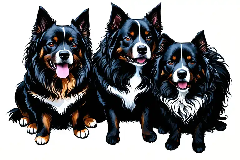 Three Dogs Sitting