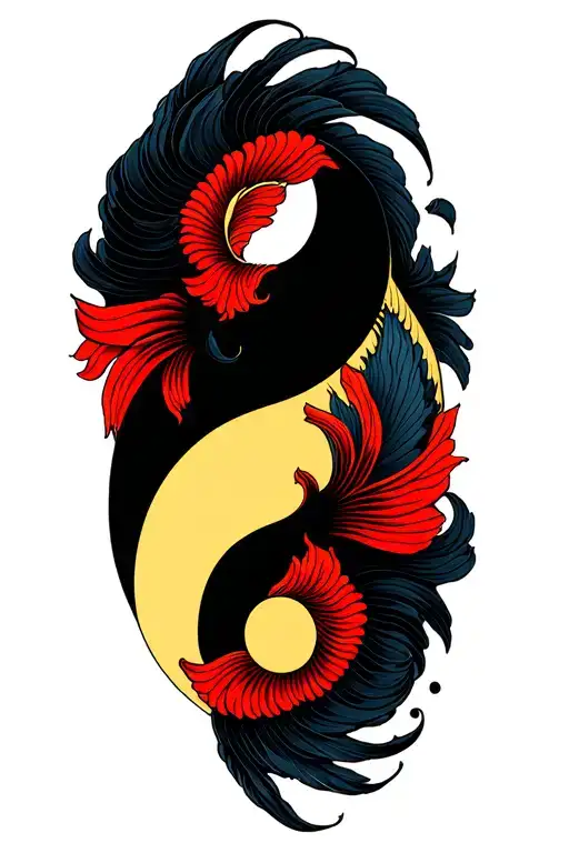Coi Fish Yin Yang Red And Yellow Eye