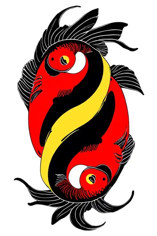 Coi Fish Yin Yang Red And Yellow Eye