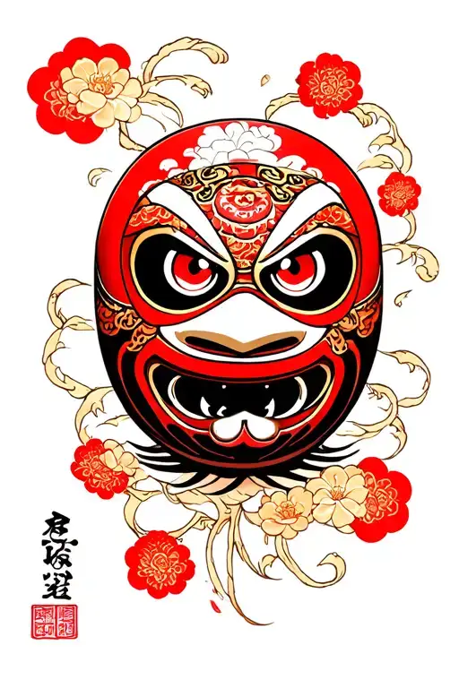 Japanese Daruma Tattoo Design On Short Arm