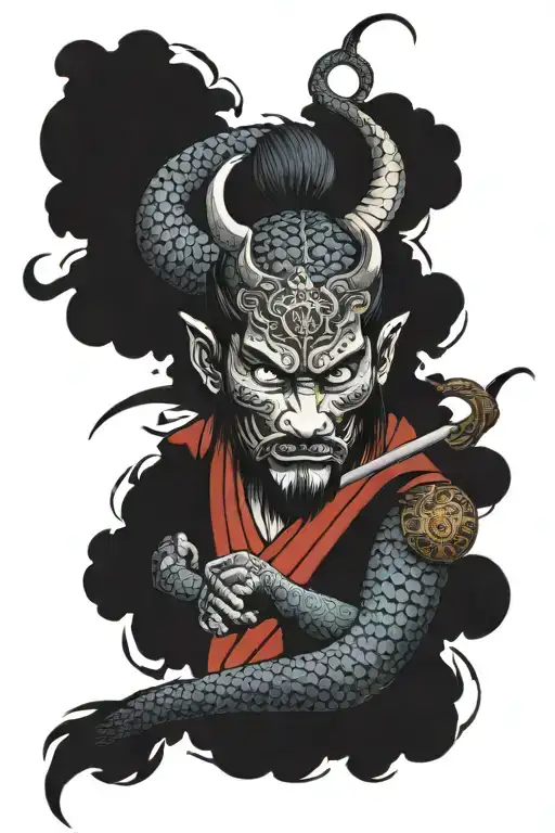 Dragon And Samurai Warrior