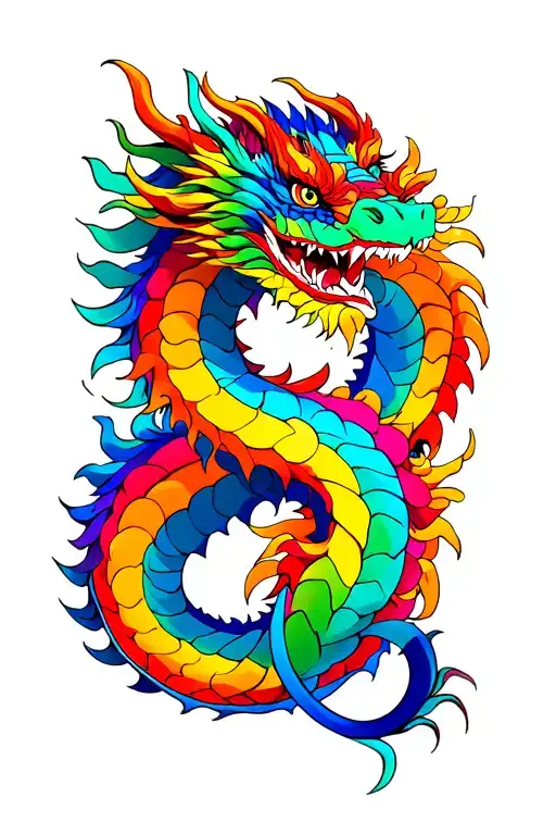 Japanese Style Dragon Infinity Rainbow Colors
