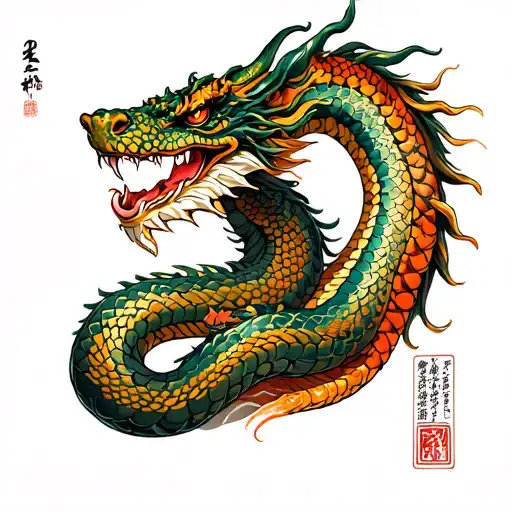 Snake And Dragon Coiled