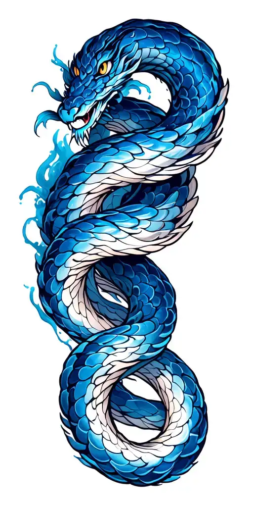 Brush Strokes With A Blue Mist Like Snake Intertwined