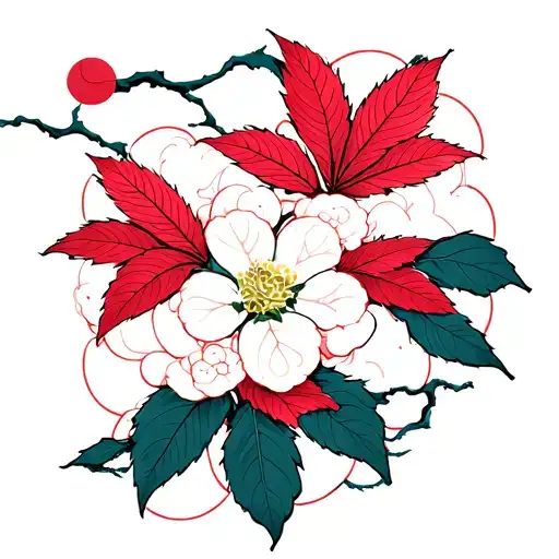 Cloud Japanese Leafs Cherry Blossom