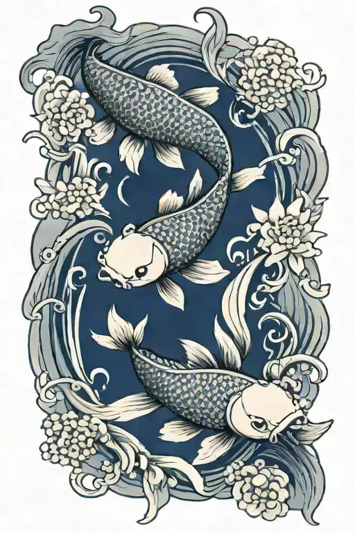 Sibling Koi Fish Swimming