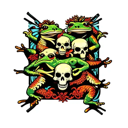 Animals Riding Frogs Skulls Surrounded Leg Sleeve